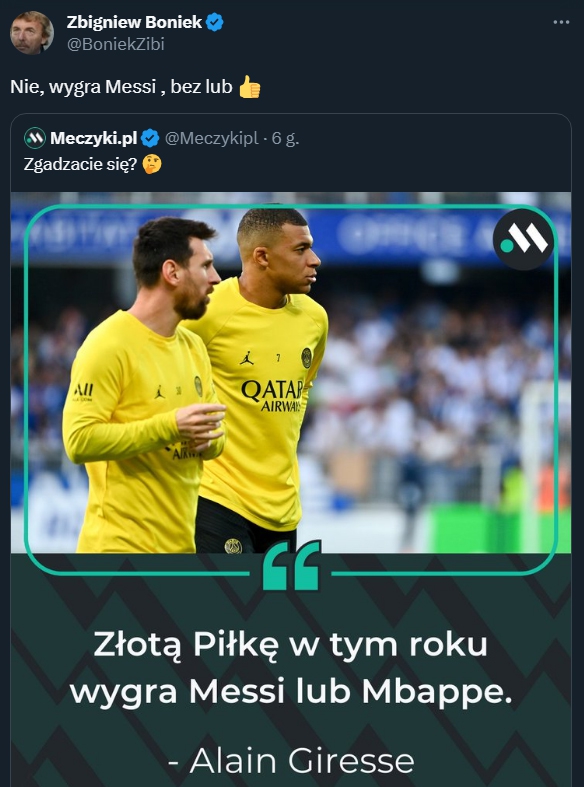 Zbigniew Boniek już wie, kto wygra Złotą Piłkę! :D